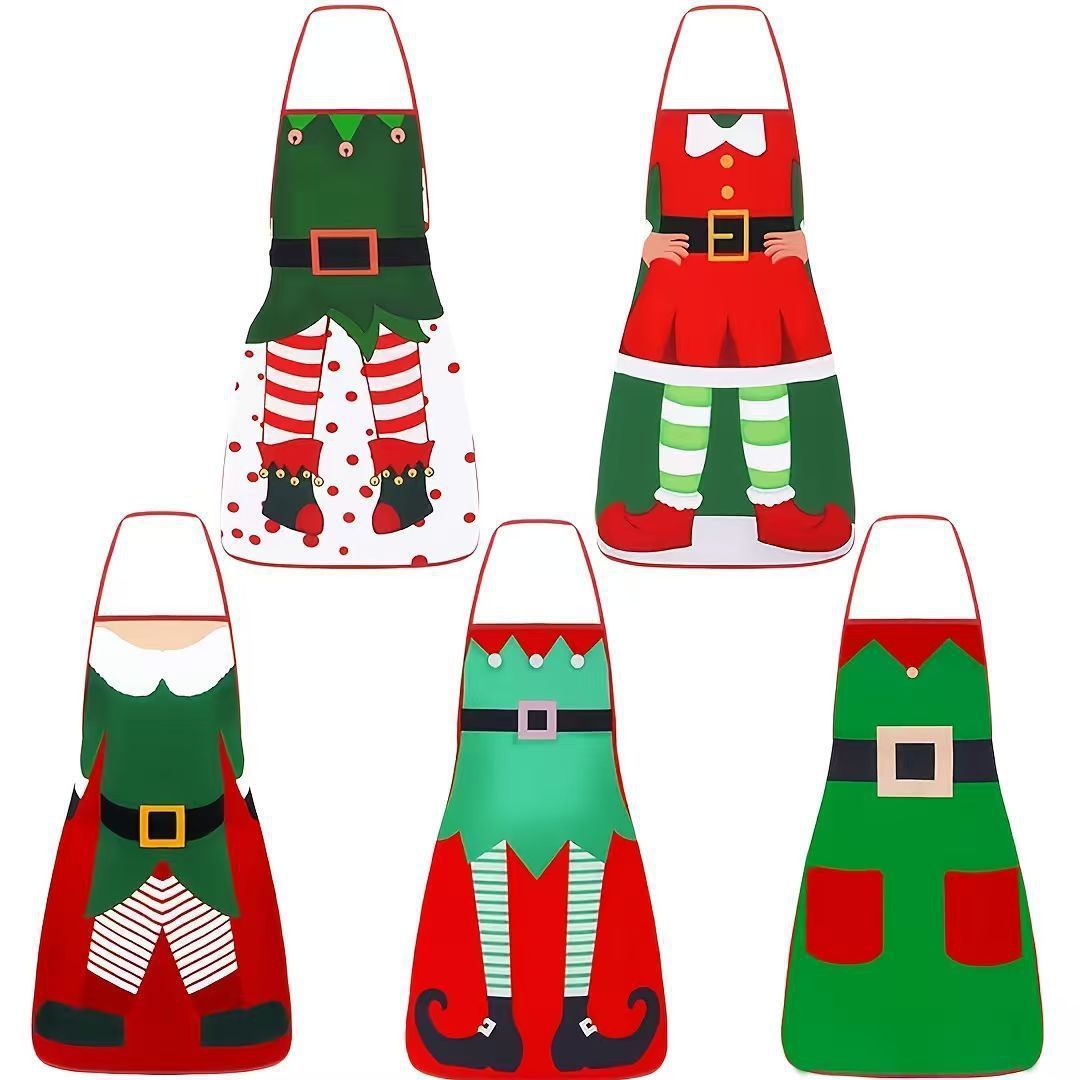 Christmas apron, waterproof apron, oil-resistant apron, festive kitchen decor, holiday cooking apron, Santa apron, snowman apron, reindeer โ image 3