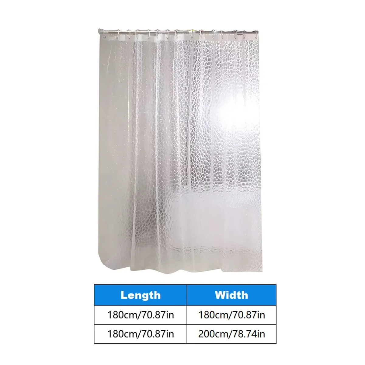Waterproof Bath Curtain PEVA Fabric Mould Resistant for Bathroom — image 3