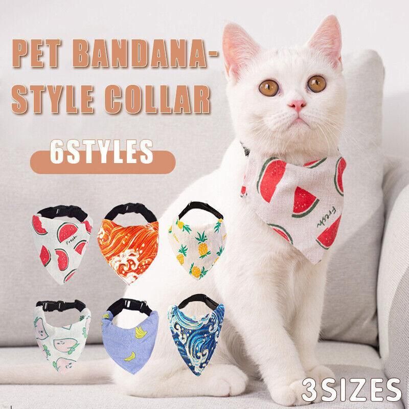 Pet Bandana-Style Collar Saliva Towel Adjustable For Cat Kitten Dog Puppy L Size - Blue — image 2