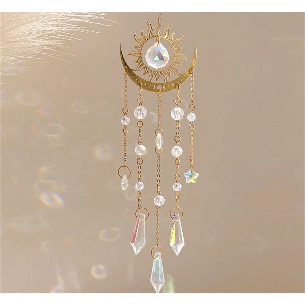 Wind chime colored glass window hanging prism garden backyard ceiling room decoration Christmas home decoration girl birthday gift — image 2
