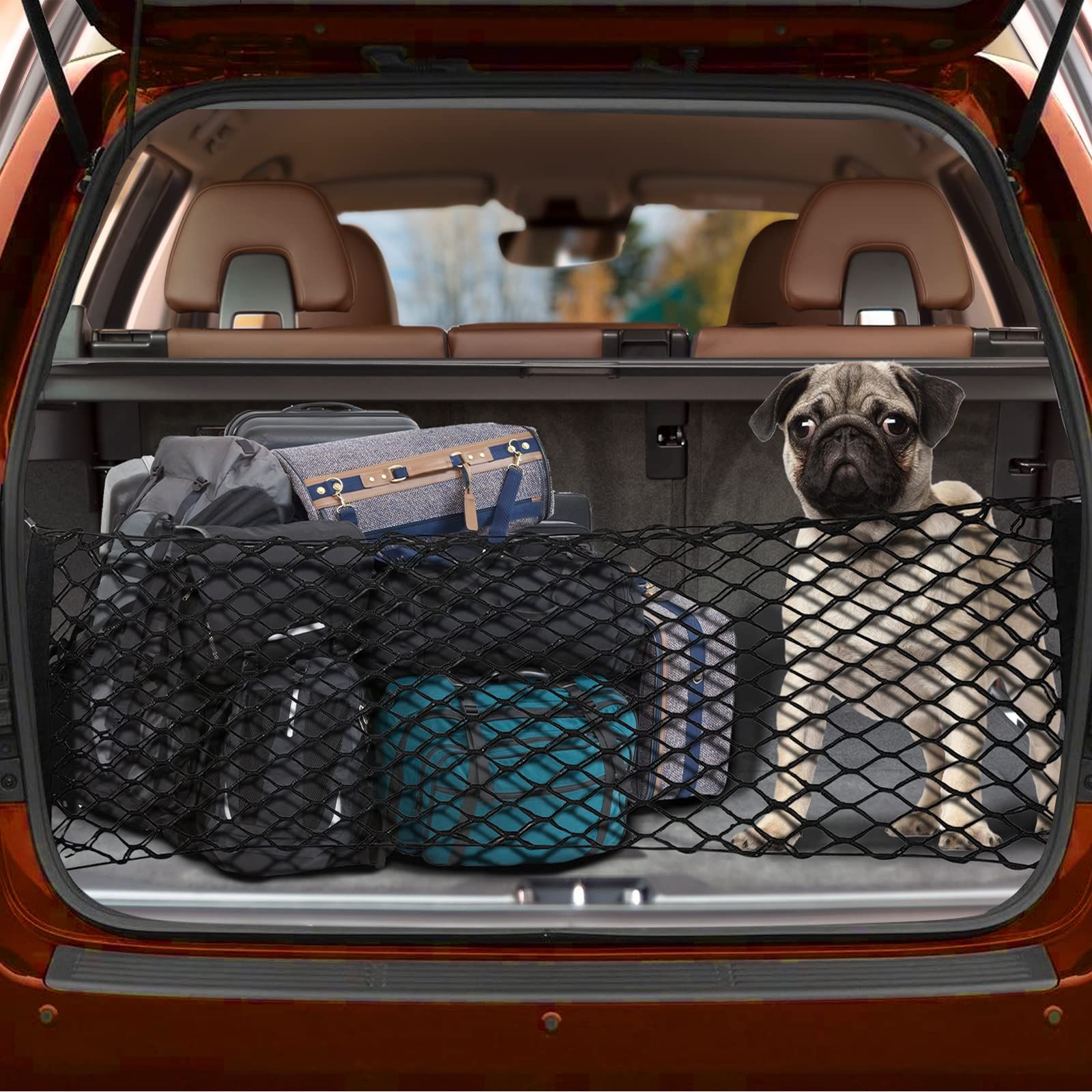 Cargo Net, Universal Car Rear Trunk Double Layer Cargo Net Mesh Storage Pocket Organizer Automotive Storage Nets — image 3