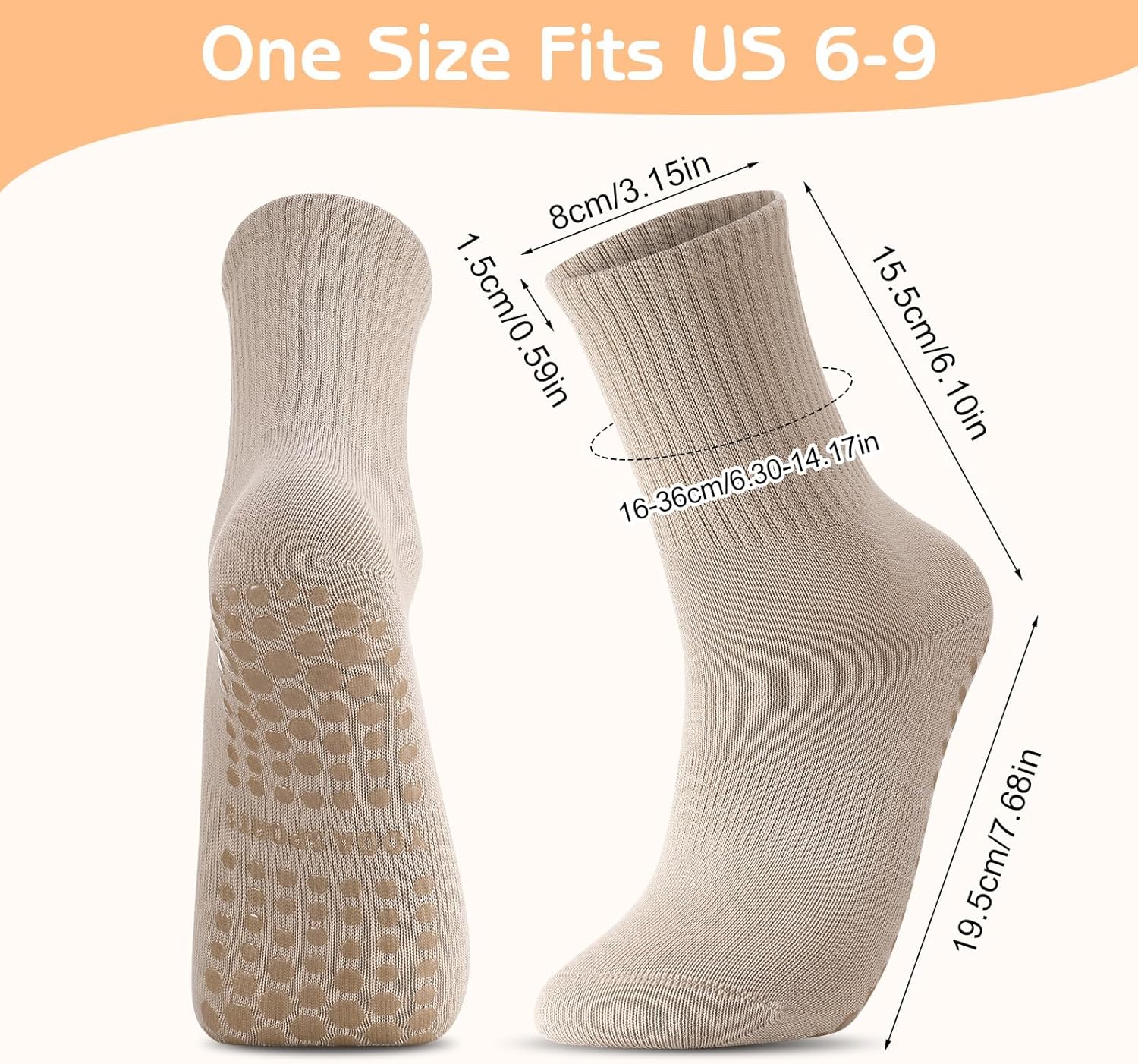 3 Pairs Non Slip Pilates Socks with Grips for Women, Yoga Grip Socks for Yoga, Barre, Dance, Ballet, Fitness — image 3
