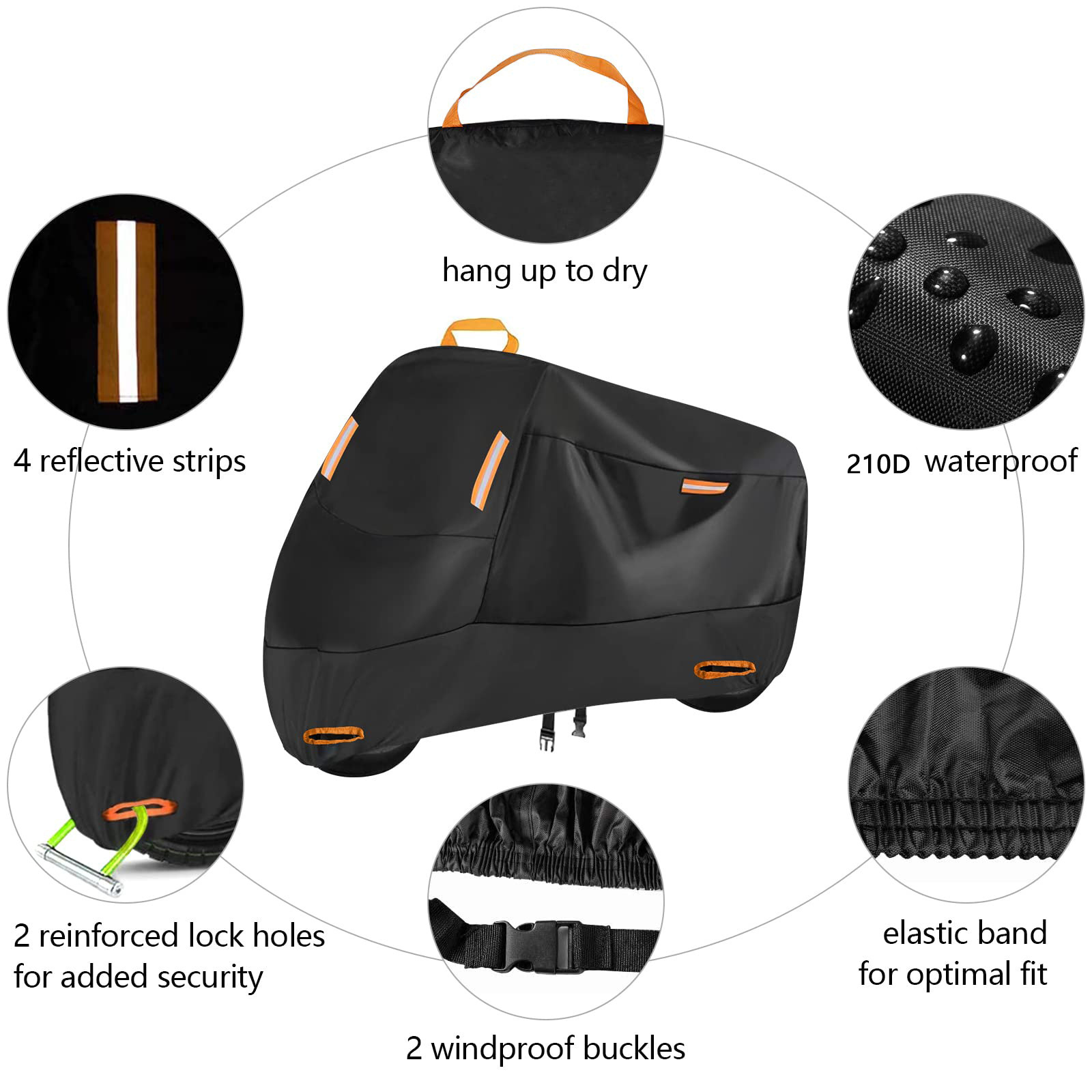 Heavy Duty 213D Waterproof Motorcycle Cover - All Season Outdoor Protection with Lock Holes & Windproof Buckles(Size: 3XL) โ image 3