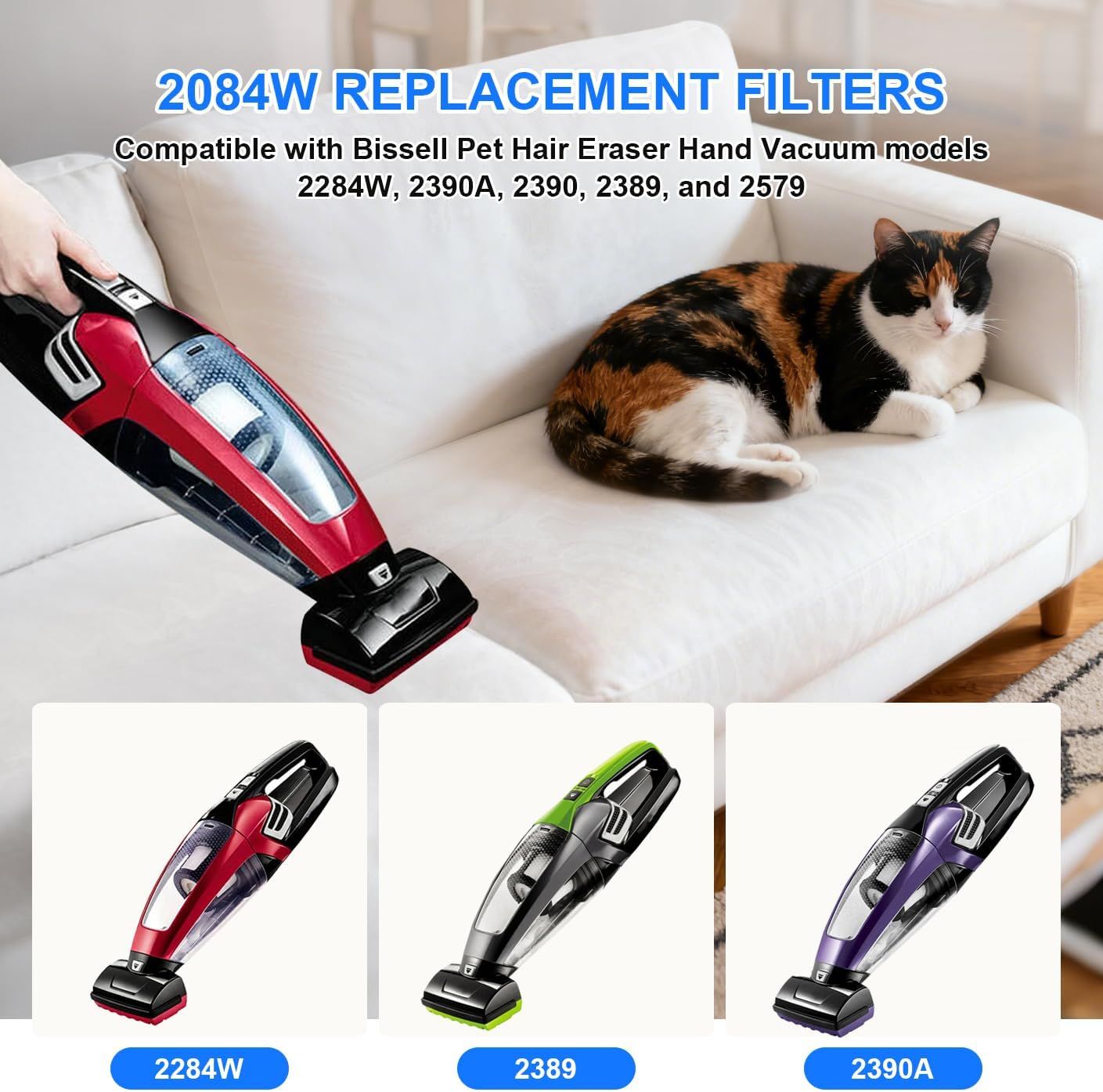 Hepa ilter Replacement Compatible with Bissell Pet Hair Eraser Hand Vacuum 2390A, 2284W, 2390, 2579, 2389, Part # 1614212 1614203 1614204-4 Mesh ilters and 6 โ image 3