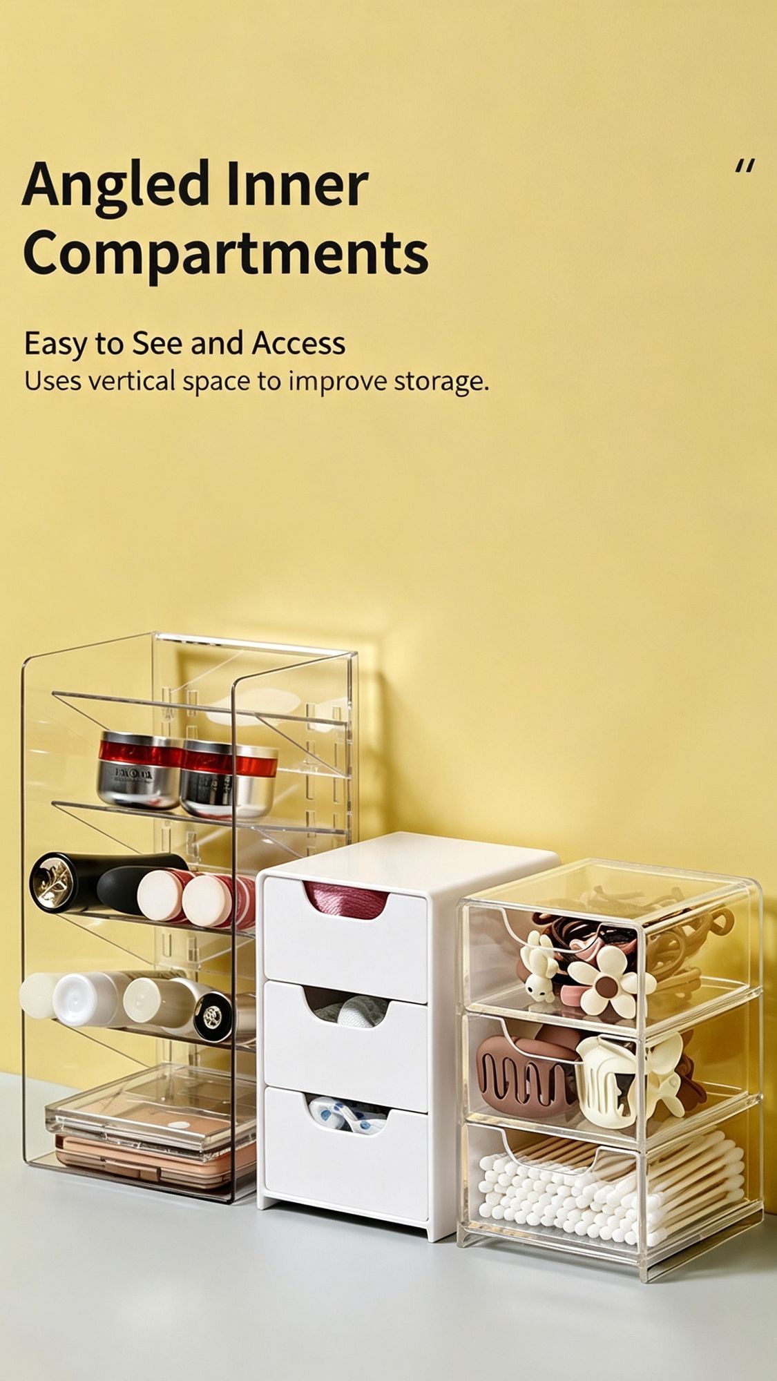 Adjustable Divider Clear Storage Box, 3 Small Compartments, Acrylic Cosmetic Organiser For Vanity ā image 3