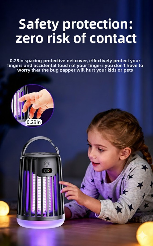 Solar Bug Zapper & Camping Light - 2000V Electric Mosquito Killer with Type-C USB Charging - Portable Insect Trap for Outdoor Patio Garden & Camping — image 6