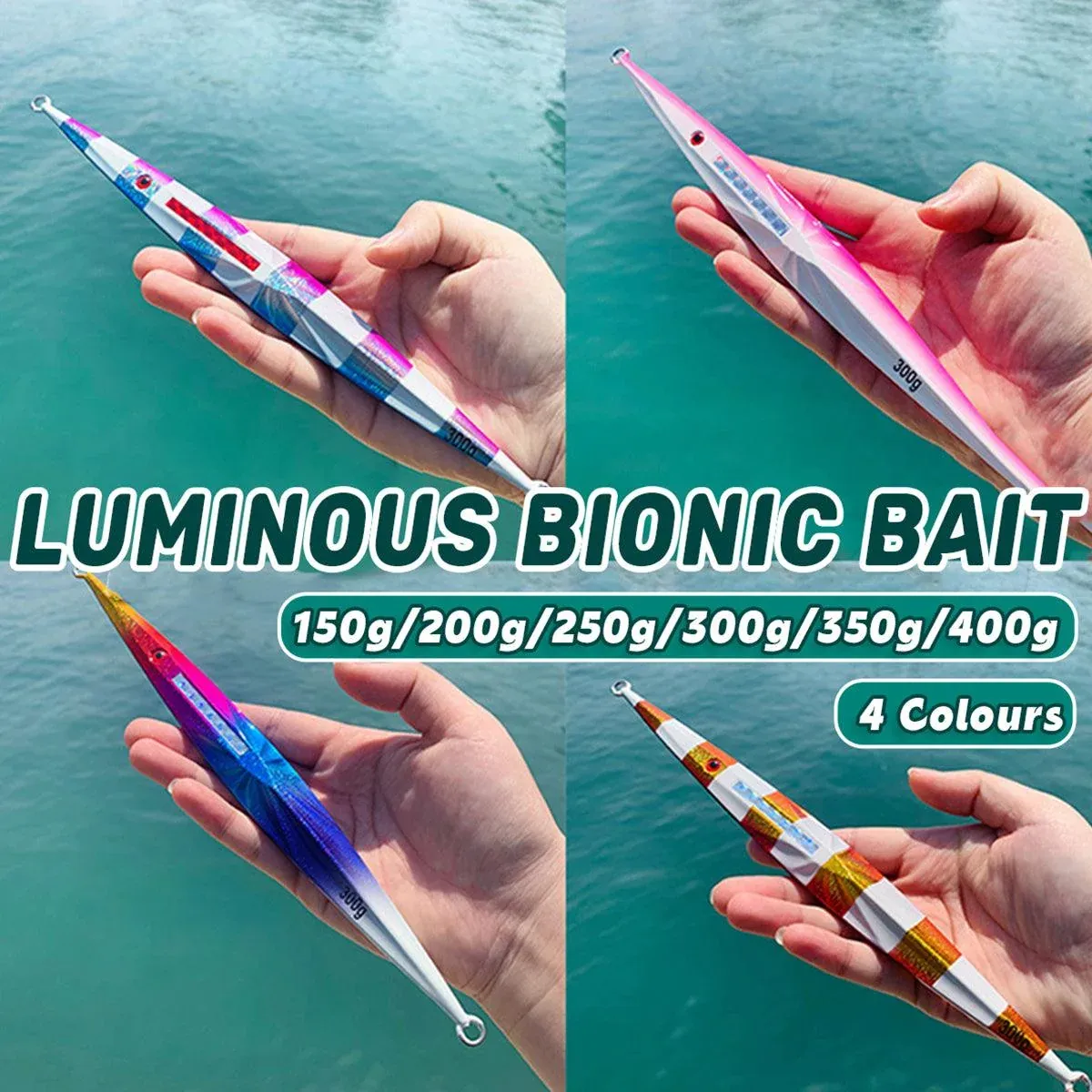 Glow in the Dark Fishing Lure Bionic Jigging Bait 150-400g Deep Sea Tackle - Dazzling colour-250g โ image 2