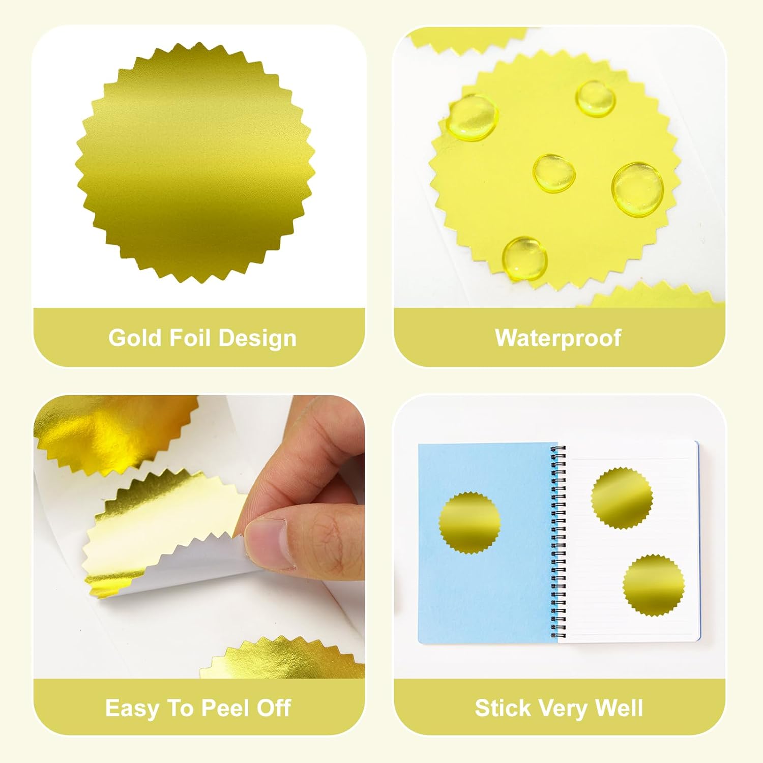 Embossing Stickers 300Pcs 2'' Gold Foil Seals Stickers for Certificates Self Adhesive Envelope Seal Label Sticker with Serrated Edge Blank Embosser Stamp — image 3