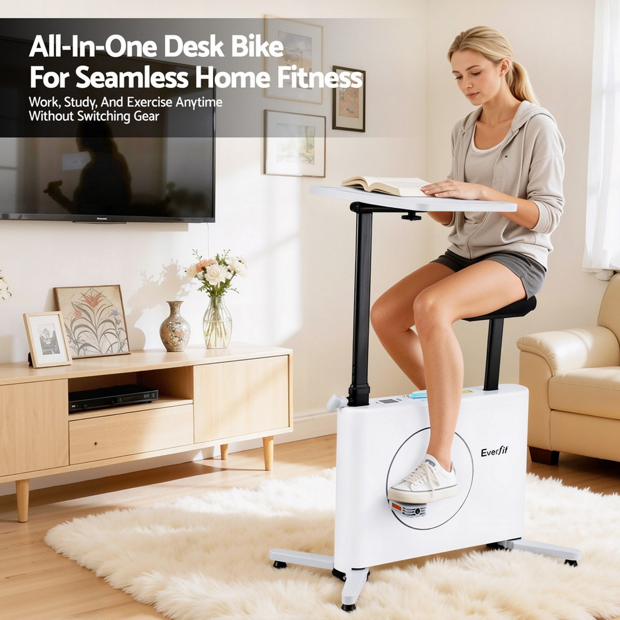 Everfit Exercise Bike Magnetic Desk Bike with Tabletop Fitness Home Workout Gym โ image 4