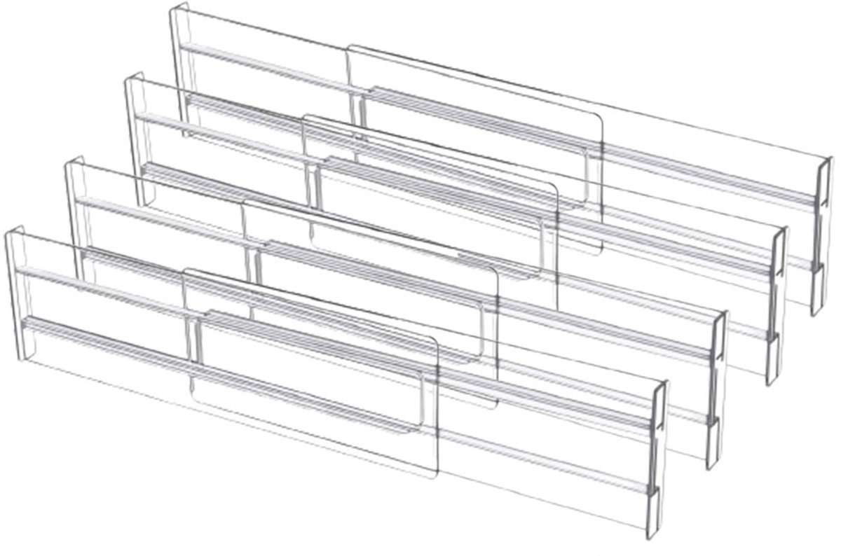 Drawer divider - 4 pieces - Drawer divider - Drawer organizer - Tools - Adjustable/extendable (27.5-52 cm) - For Clothes/Kitchen/Bathroom/Wardrobe