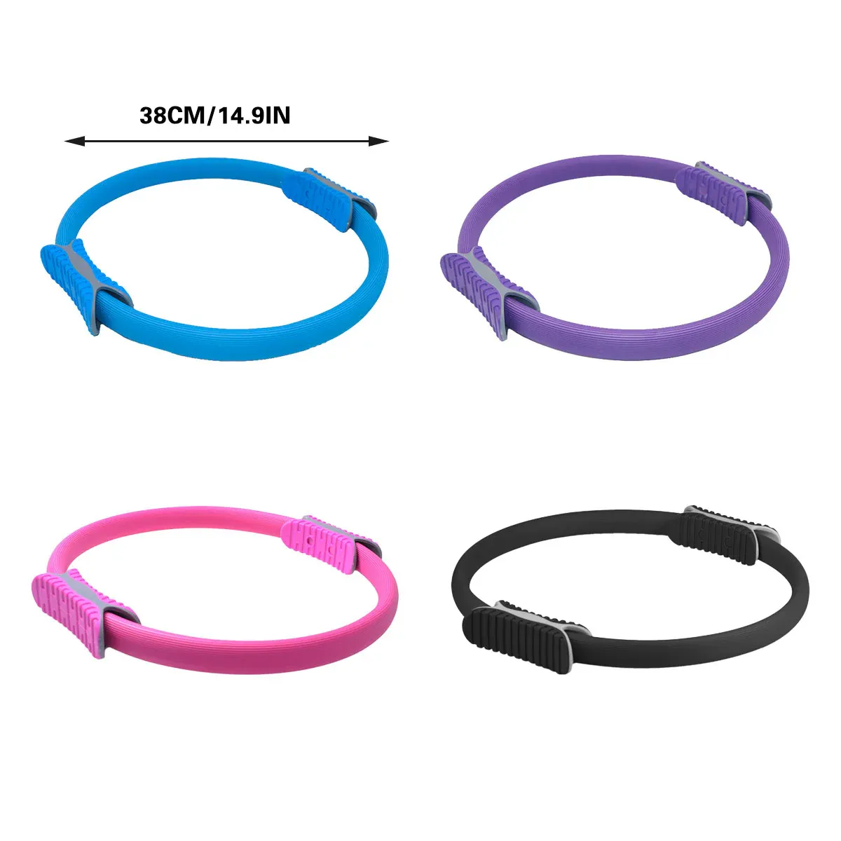 Multicolor Yoga Circle Crescent Handle Pilates Ring for Body Toning Exercise - Pink — image 4