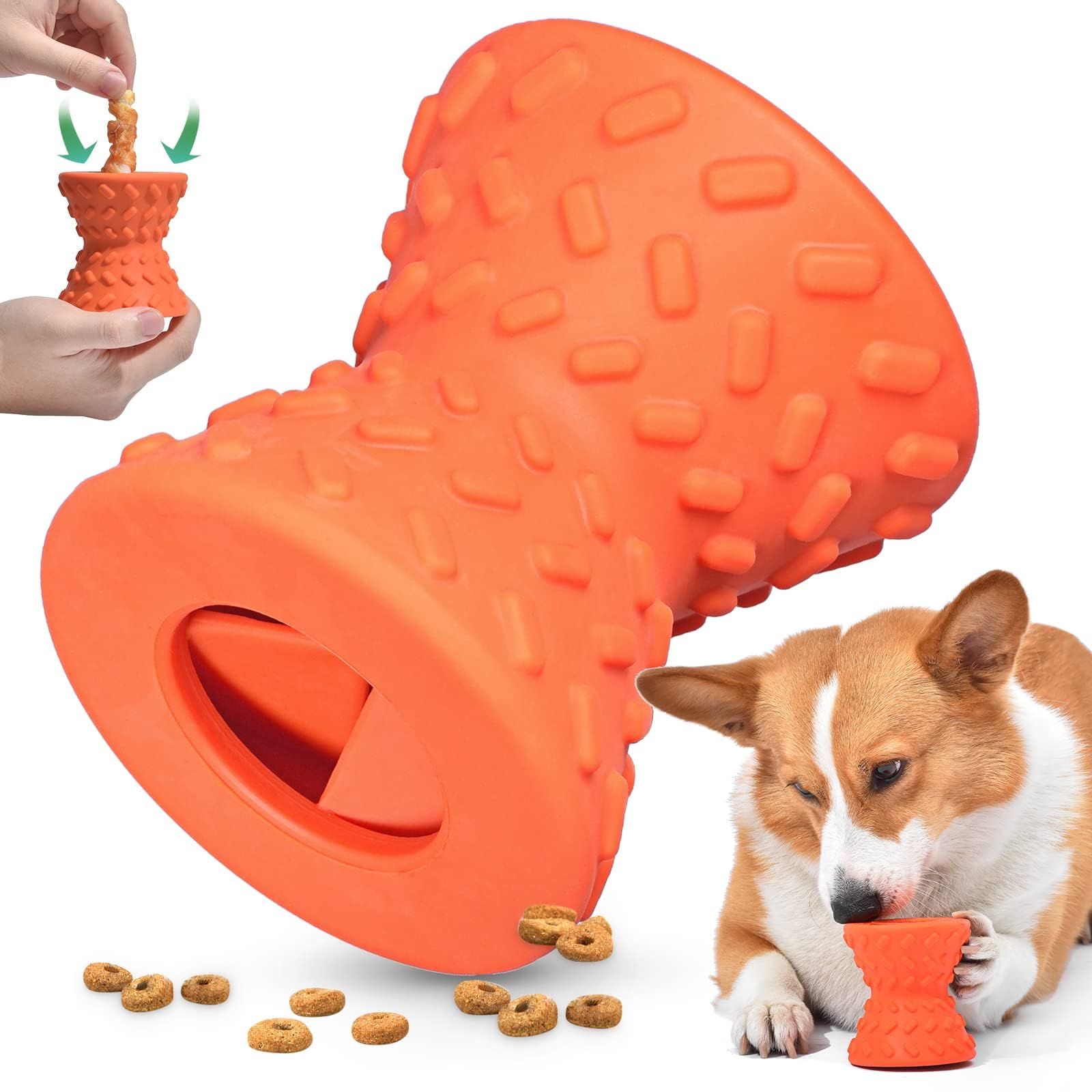 Dispensing Puppy Toys - Dog Bones for Chewers Super Dog Toys Tough Chew for Dogs Toy Bone, Natural Rubber Leaked Dumbbells…
