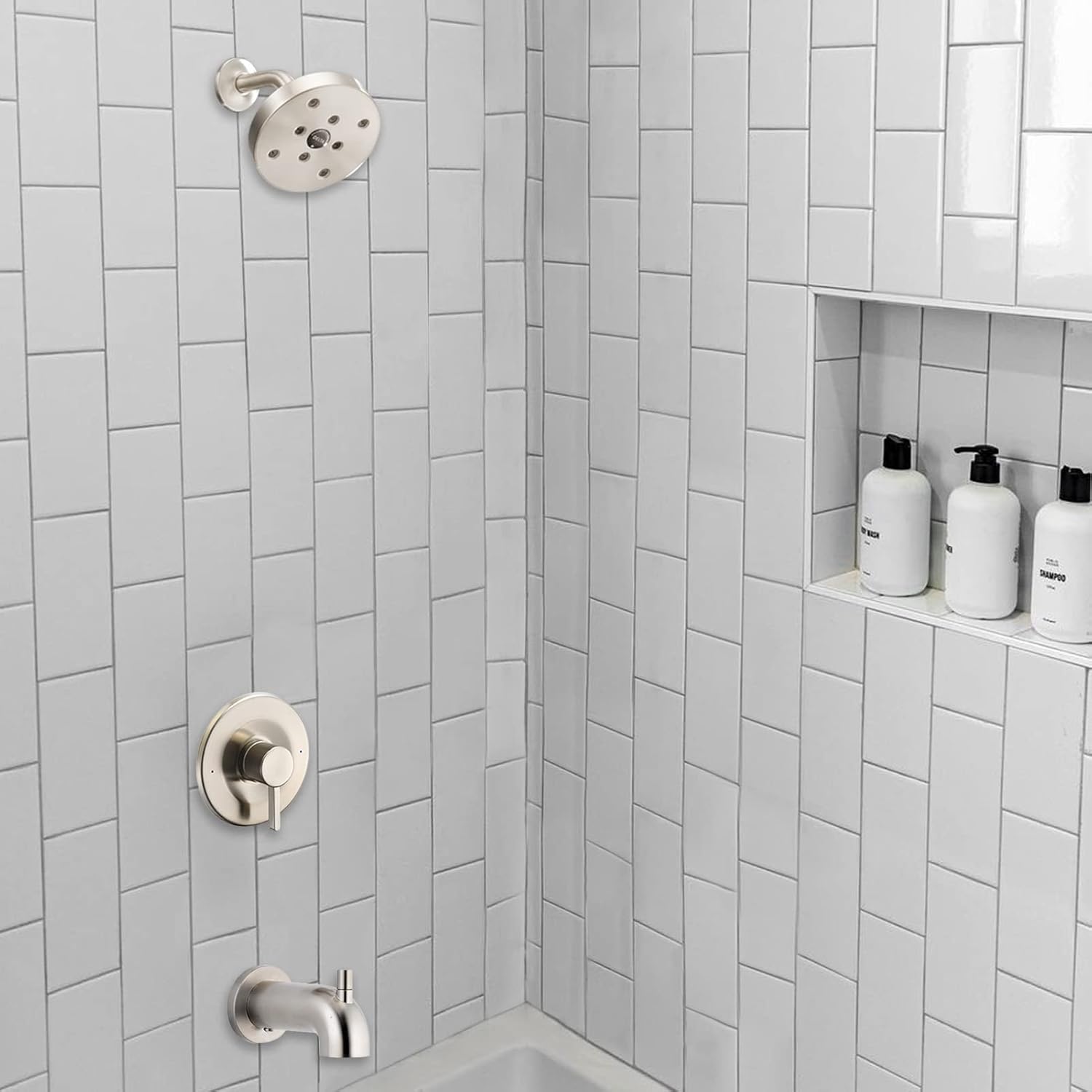 Shower and Tub Trim Kit, Compatible with Moen Posi-Temp Valve, Brushed Nickel — image 6