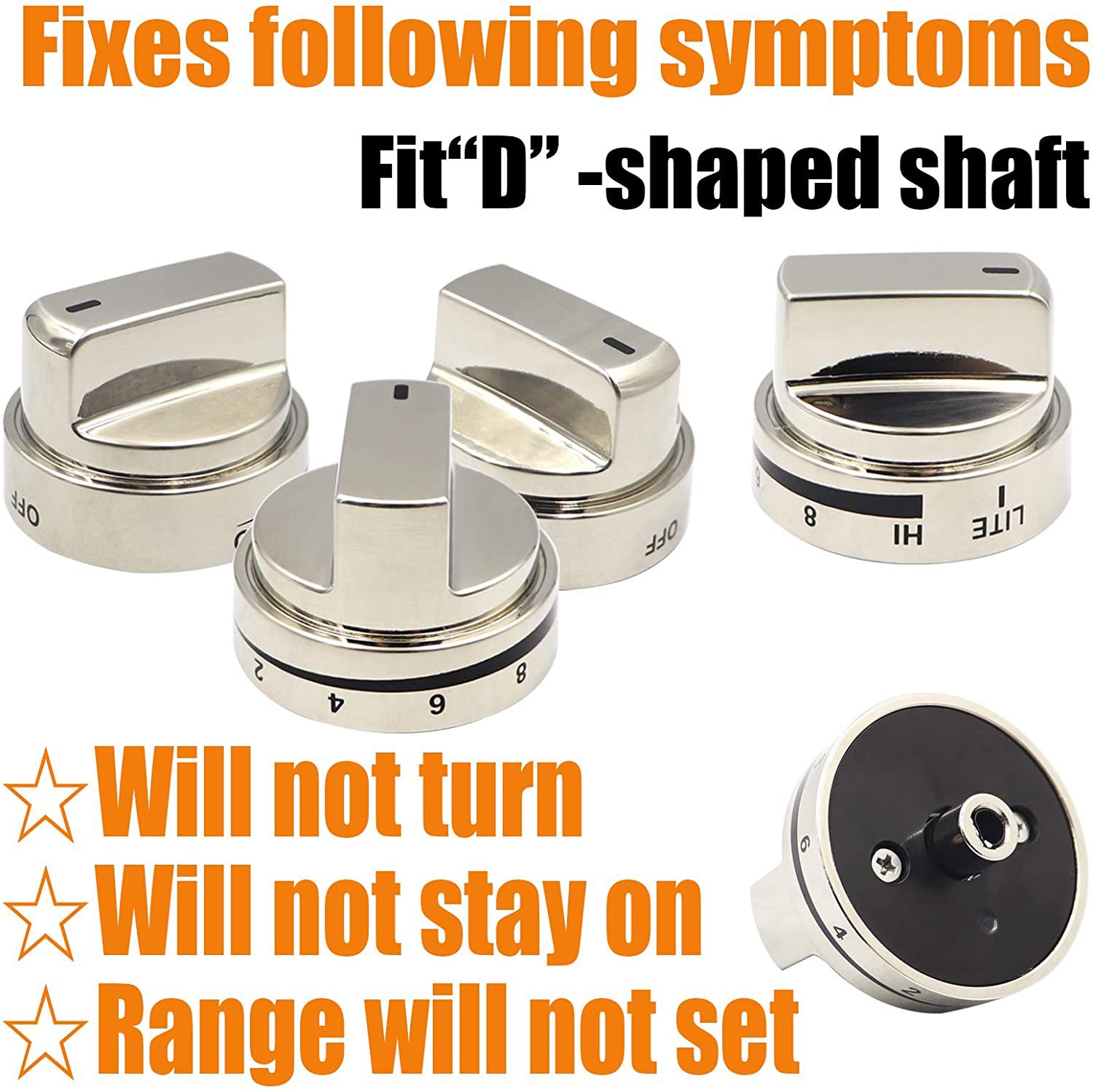 2 Pcs Silver AEZ73453509 Oven Stove Knob Assembly - Stainless Steel Replacement for AEZ72909008, Easy Install & Durable Upgrade โ image 6