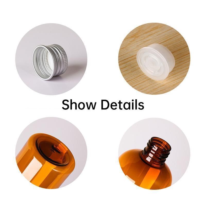 20pcs Brown Transparent Cosmetic Bottles with Aluminum Lids for Packaging - Brown-300ml โ image 6