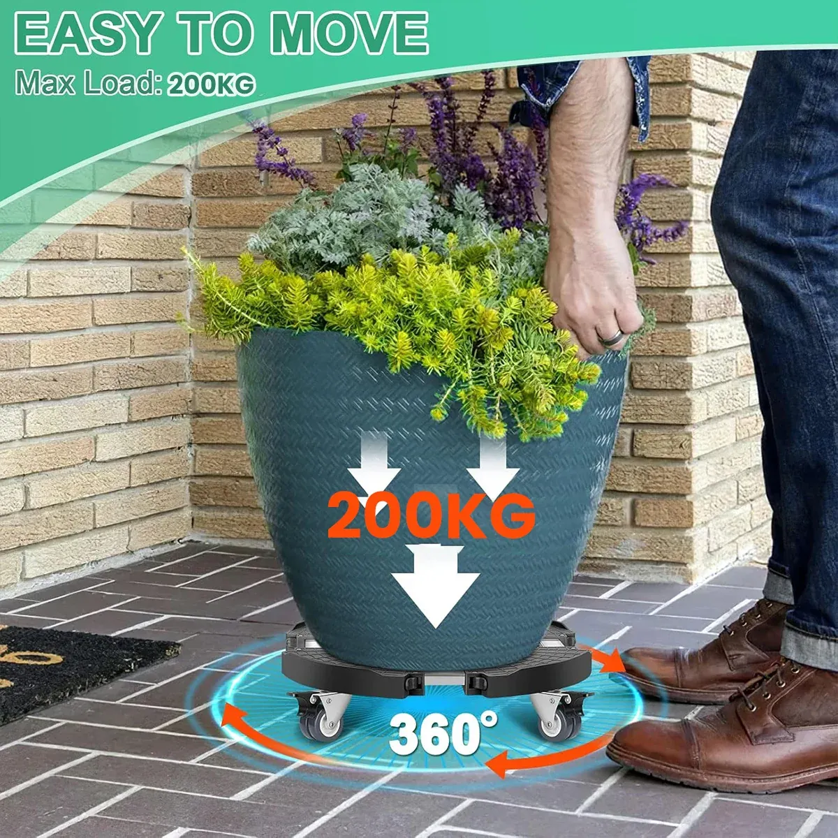 Plastic Round Retractable Plant Pot Tray Stand With Wheels Movable Durable — image 6