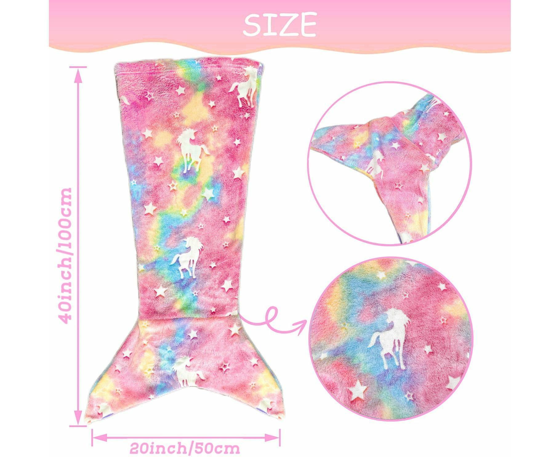 Mermaid Blanket Glow in The Dark Sleeping Bag Babies Birthday Gift Daughte-Pink Tie Dye โ image 2
