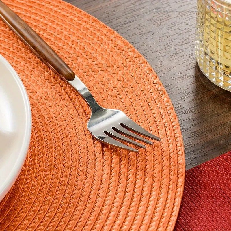 6-pack Round Handwoven Placemats, Multiple Colors, Anti-Slip Heat-Resistant, Home Dining Table Mat, Nordic Style Decorative Mat(BLACK)) โ image 6