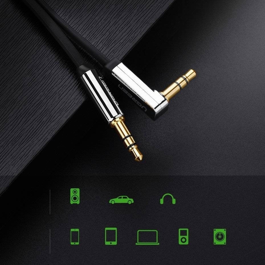 UGREEN 10729 3.5mm Male to 3.5mm Right Angle 3.5mm Aux Cable 5m (Black) โ image 4