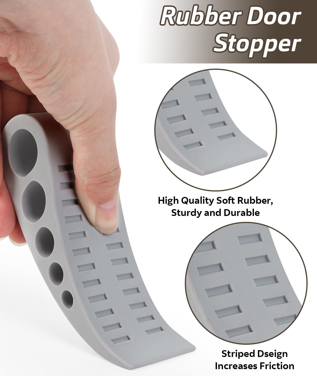 1 Pack Door Stops for Bottom of Door, Rubber Door Stopper Wedge with Holder, Door Holder to Keep Door Open, Doorstop Wall Grey — image 4