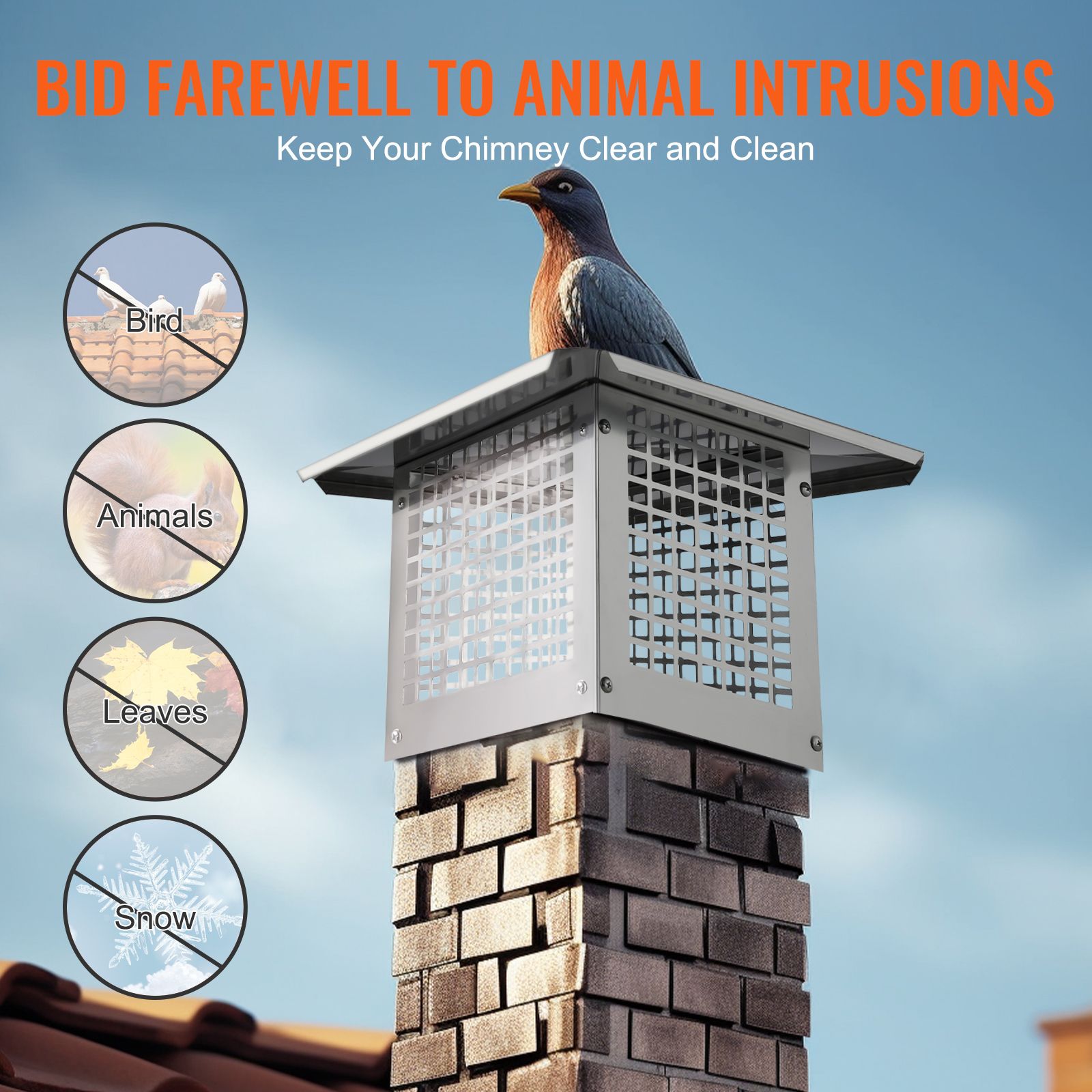 Chimney Cap 13” x 9” 304Stainless Steel Fireplace Flue Caps Cover Mesh — image 5