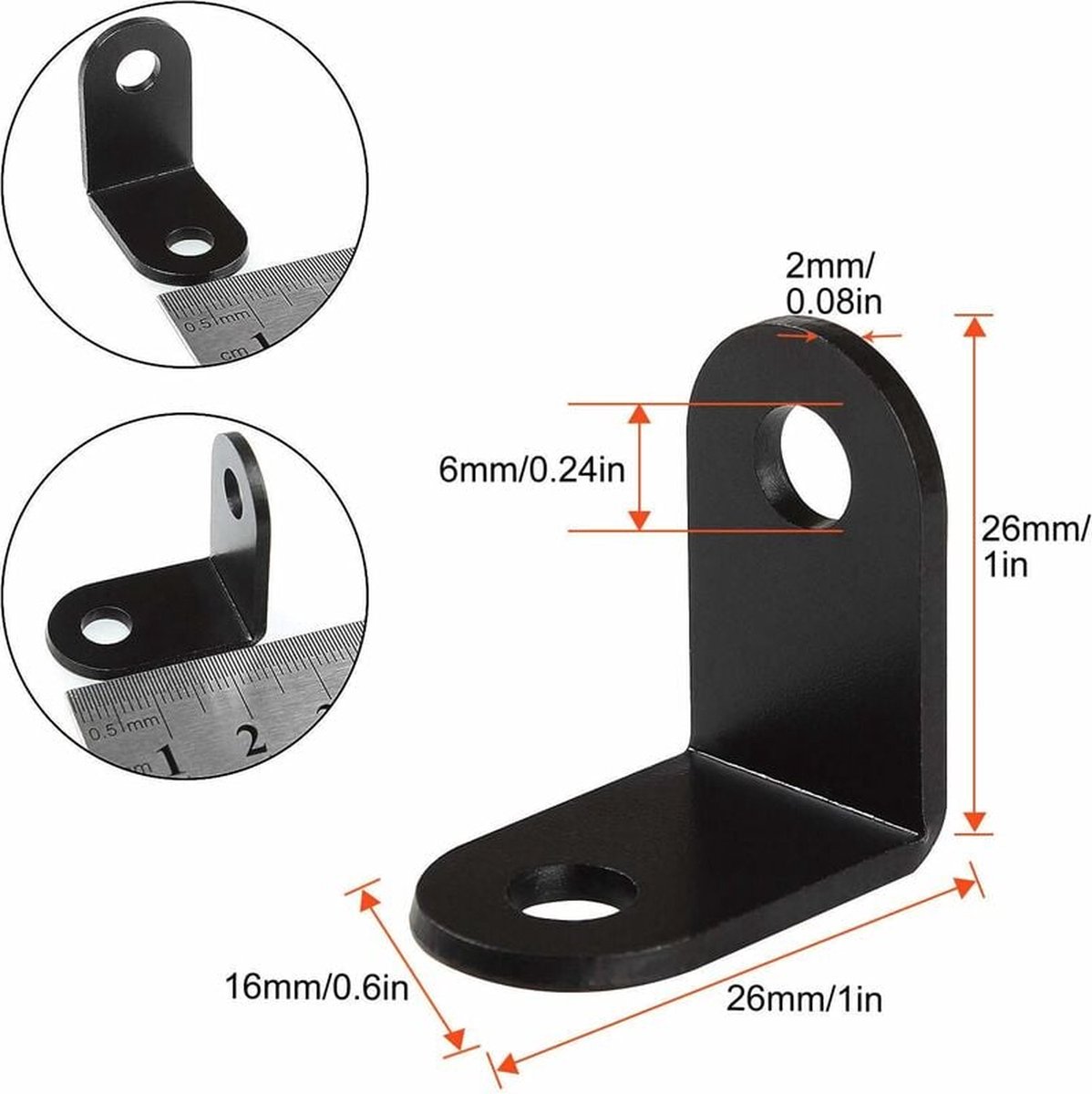 20 pieces - Corner connections - corner anchor - corner connectors - fixed bracket - corner bracket - 26x26 MM - iron - black - 90 degrees - Including screws โ image 5