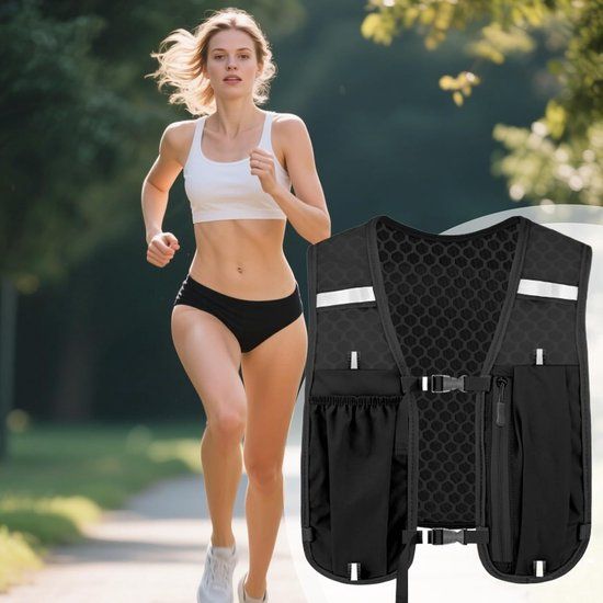 Running Hydration Vest With Reflective Strips, Phone Pockets And Bladder Compartment, Black, 2 L — image 2