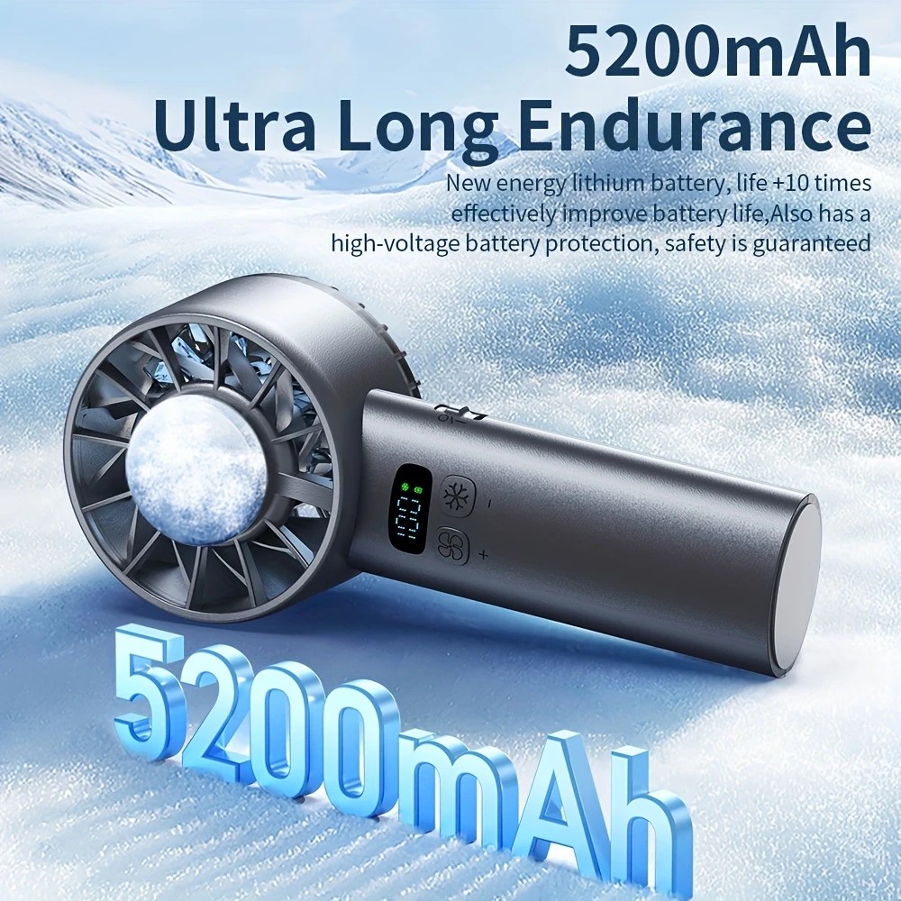 Hurricane Ice-Bag High-Speed Fan|100-Speed Adjustable, Second-Level Cooling, Lightweight and Portable Summer Travel Essential.BLACK — image 5