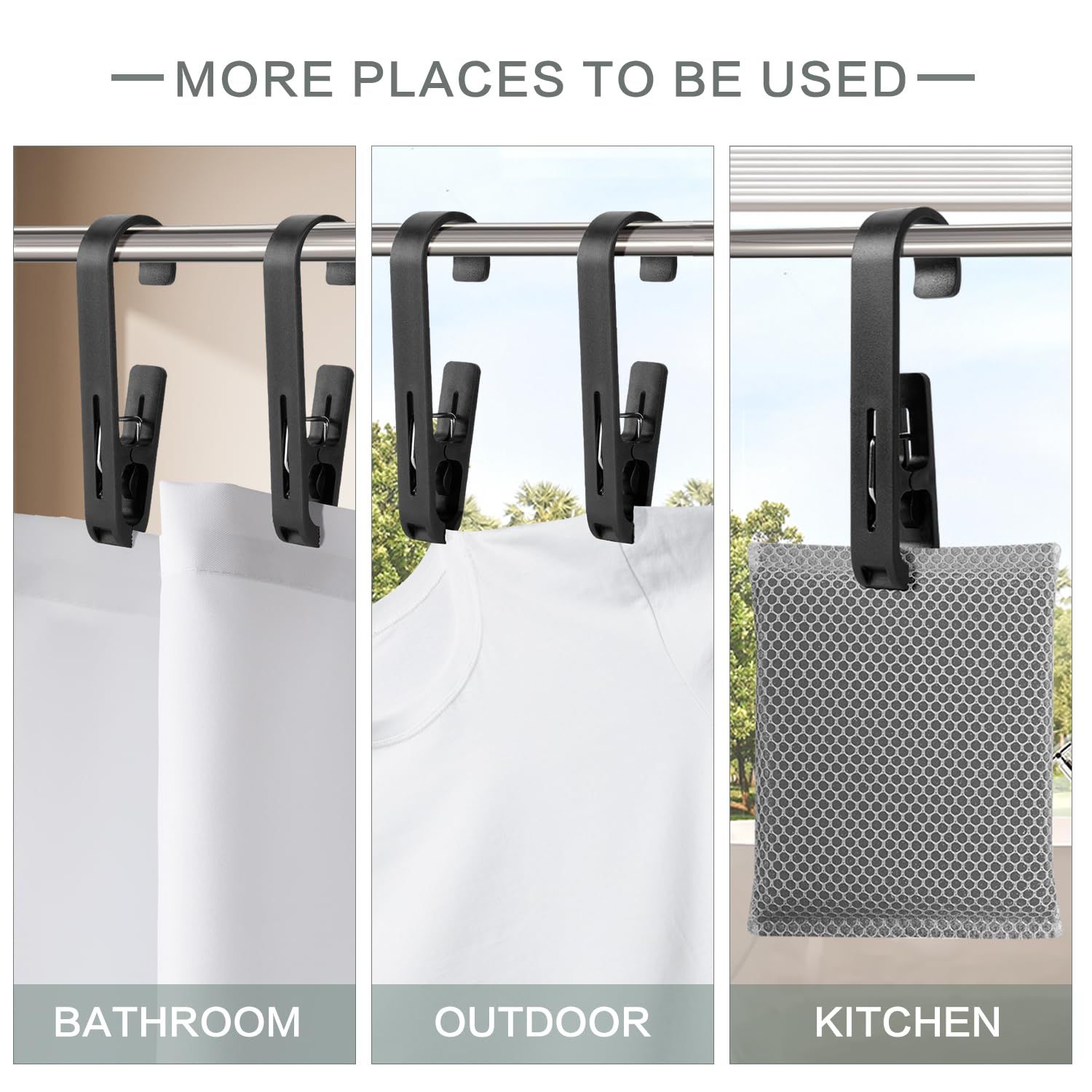 Laundry Hooks with Clips Hanger Closet Organizer Clamps Socks Boot Bras Towels for Bathroom Wardrobe Kitchen Office 6Pcs (Black) — image 5