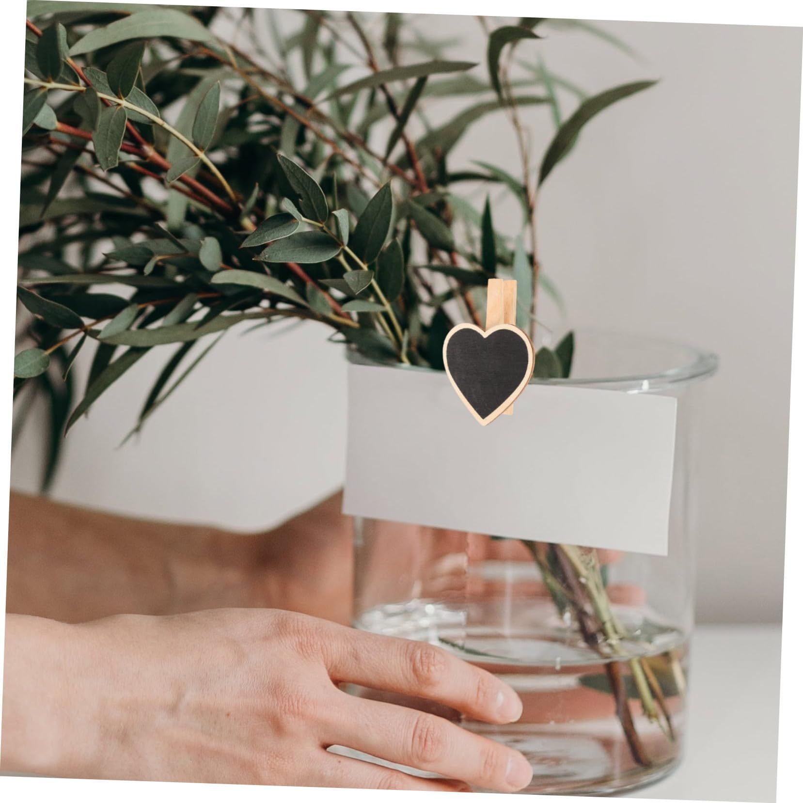 20pcs Tag Photo Holder Heart Chalkboard Tags Chalkboard Signs with Clip Signs and Labels Clips Heart Chalkboard Clip Message Board — image 4