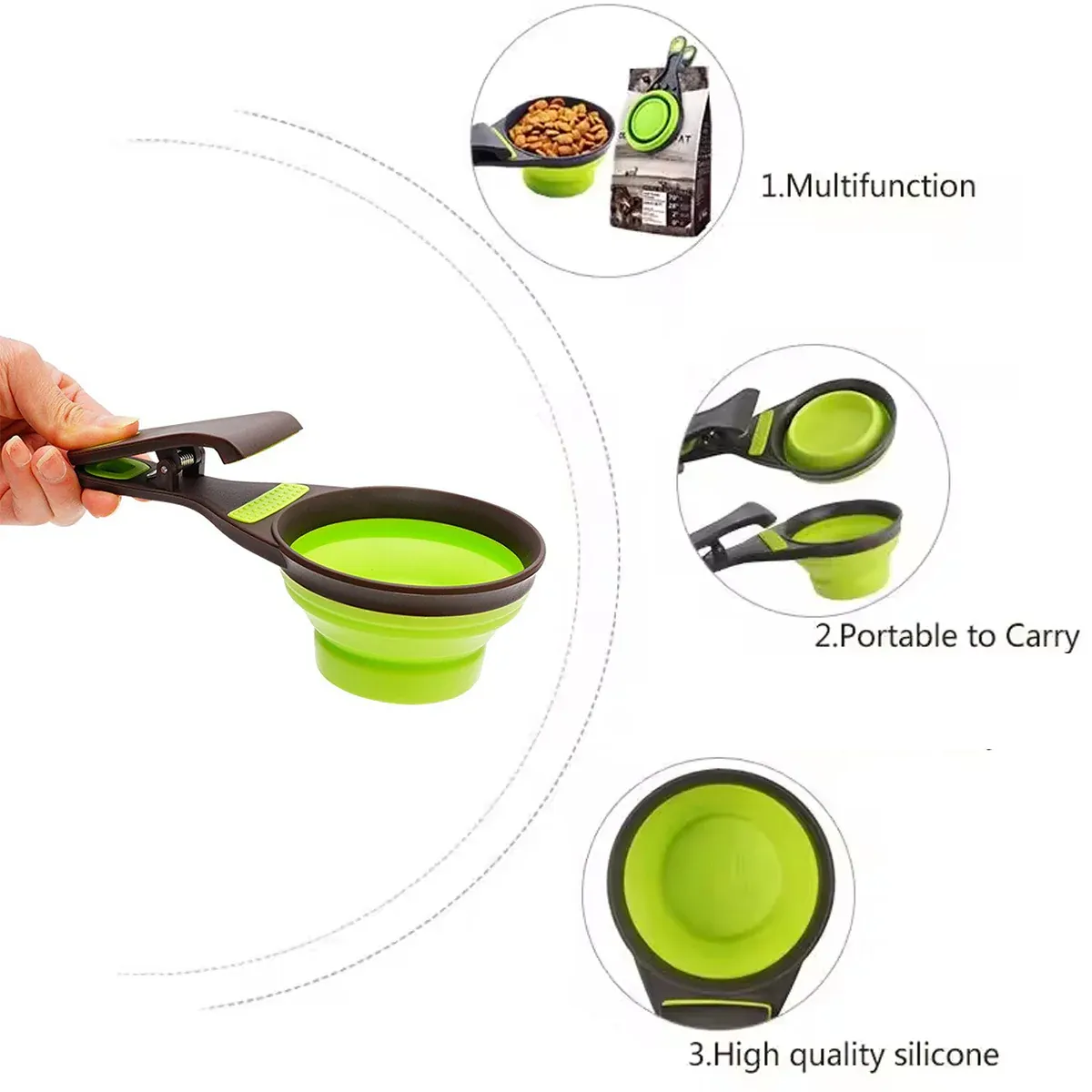 Silicone Pet Food Scoop With Clip Long Handle Foldable Cat Dog Spoon Tool - L — image 5