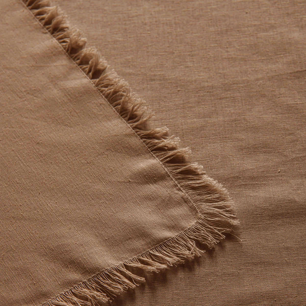 Vintage Design Homewares Gypsy Terracotta Fringed Washed Linen Cotton Tablecloth 130cm x 180cm โ image 3