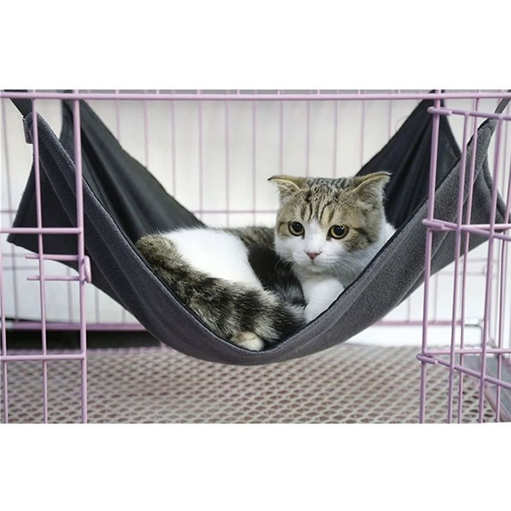 Cage style cat hammock - suspended washable soft outdoor mat, large small cat hammock, cat hammock (black) — image 4
