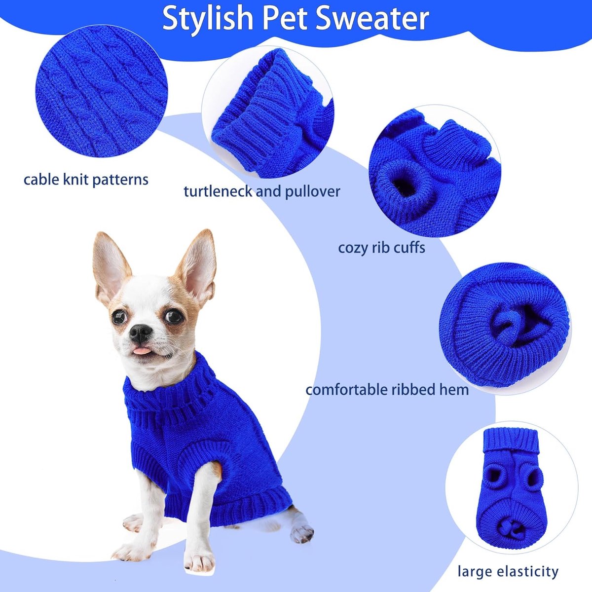 Dog Coat - Dog Sweater - Small Dog Sweater - Warm Dog Coat - Warm Puppy Sweater - Thick Knit Winter Sweater - Soft Roll Neck Sweater - Perfect for Small Dogs โ image 2