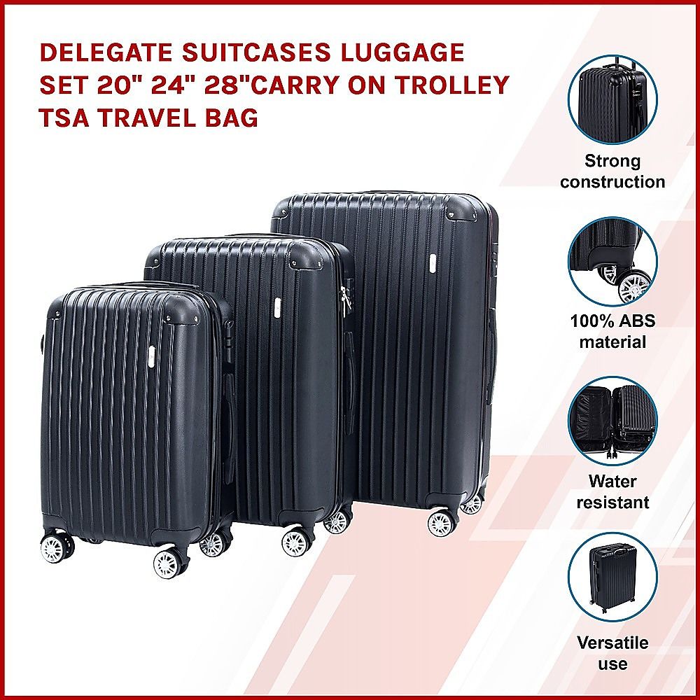Delegate Suitcases Luggage Set 20" 24" 28"Carry On Trolley TSA Travel Bag โ image 3