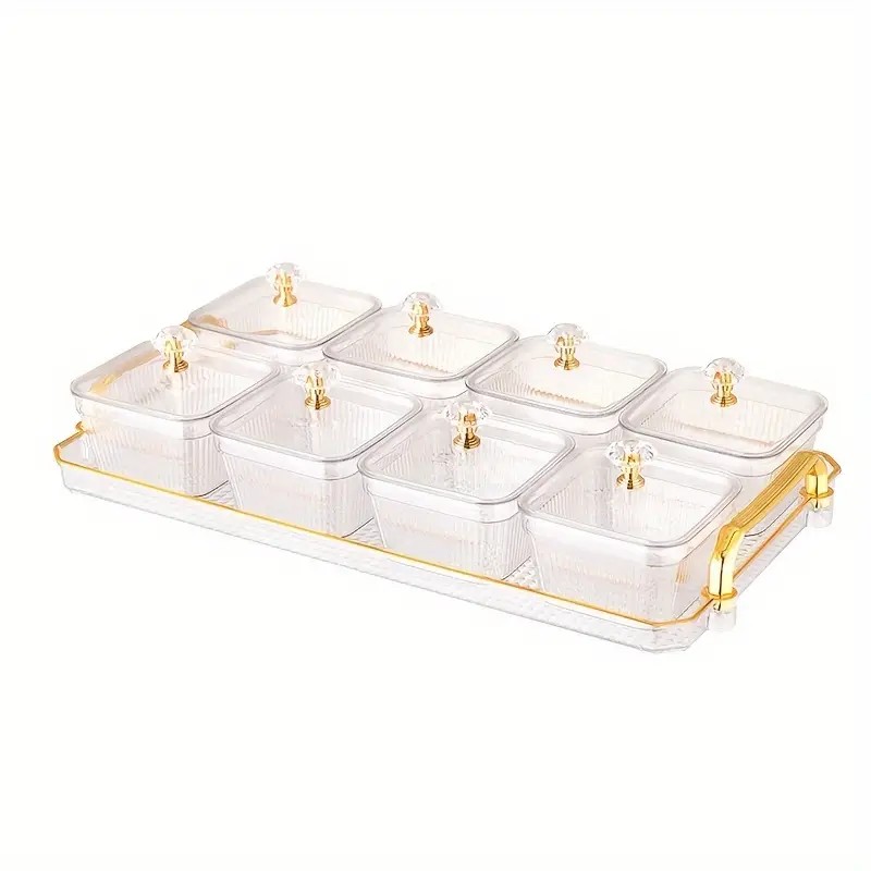 1-Piece 8-Compartment Snack Tray, BPA-Free Plastic Food-Grade Snack Organizer, Perfect for Nuts, Fruits, Candies, Potato Chips - Elegant Gold Decor for Home — image 3