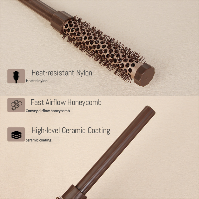 Fluffy Round Hair Brush Set #11 #13 #16 - Volumizing Ceramic Styling Tools for Salon-Perfect Blowouts โ image 3