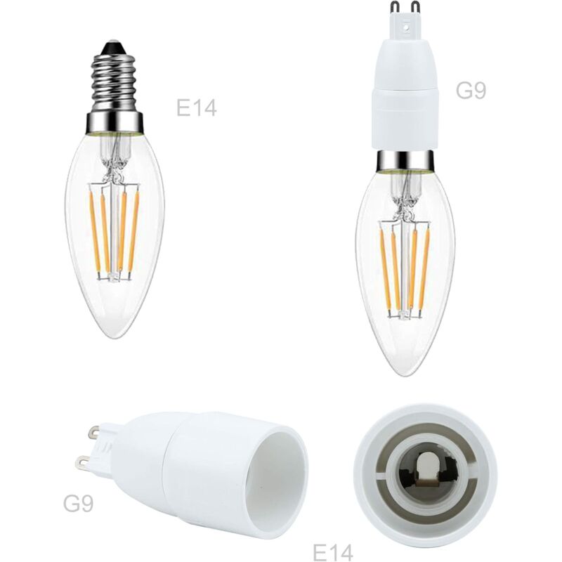 4X Lamp Socket Adapter G9 To E14 In White - 4 pcs Set Reformatting Converters For Lamp Sockets For Incandescent, LED — image 2