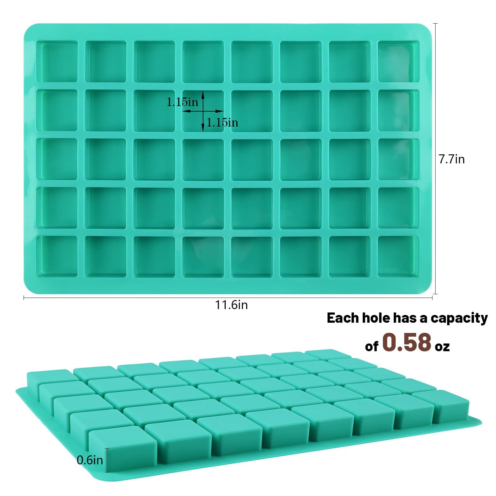 2 Pack Caramel Square Candy Molds Silicone 40 Cavities Silicone Chocolate Molds Mini Cubes Mold for Hard Candy, Ice Cubes โ image 3