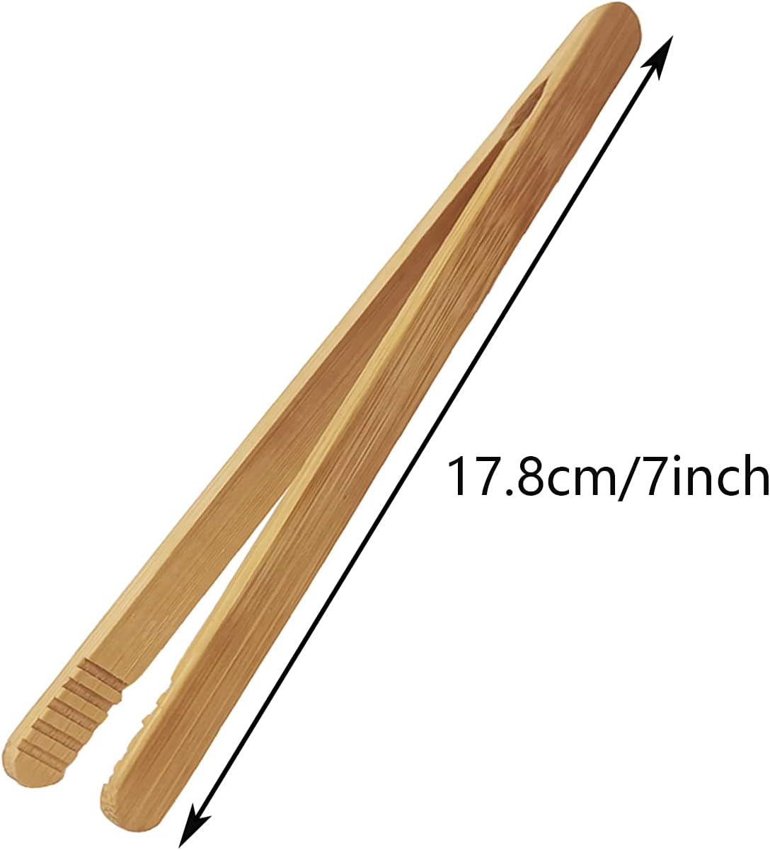 7 Inch Bamboo Kitchen Utensil Tongs, Reusable Bamboo Toast Tongs for Toast, Kimchi, Fruit and Tea, 8 Pcs — image 2