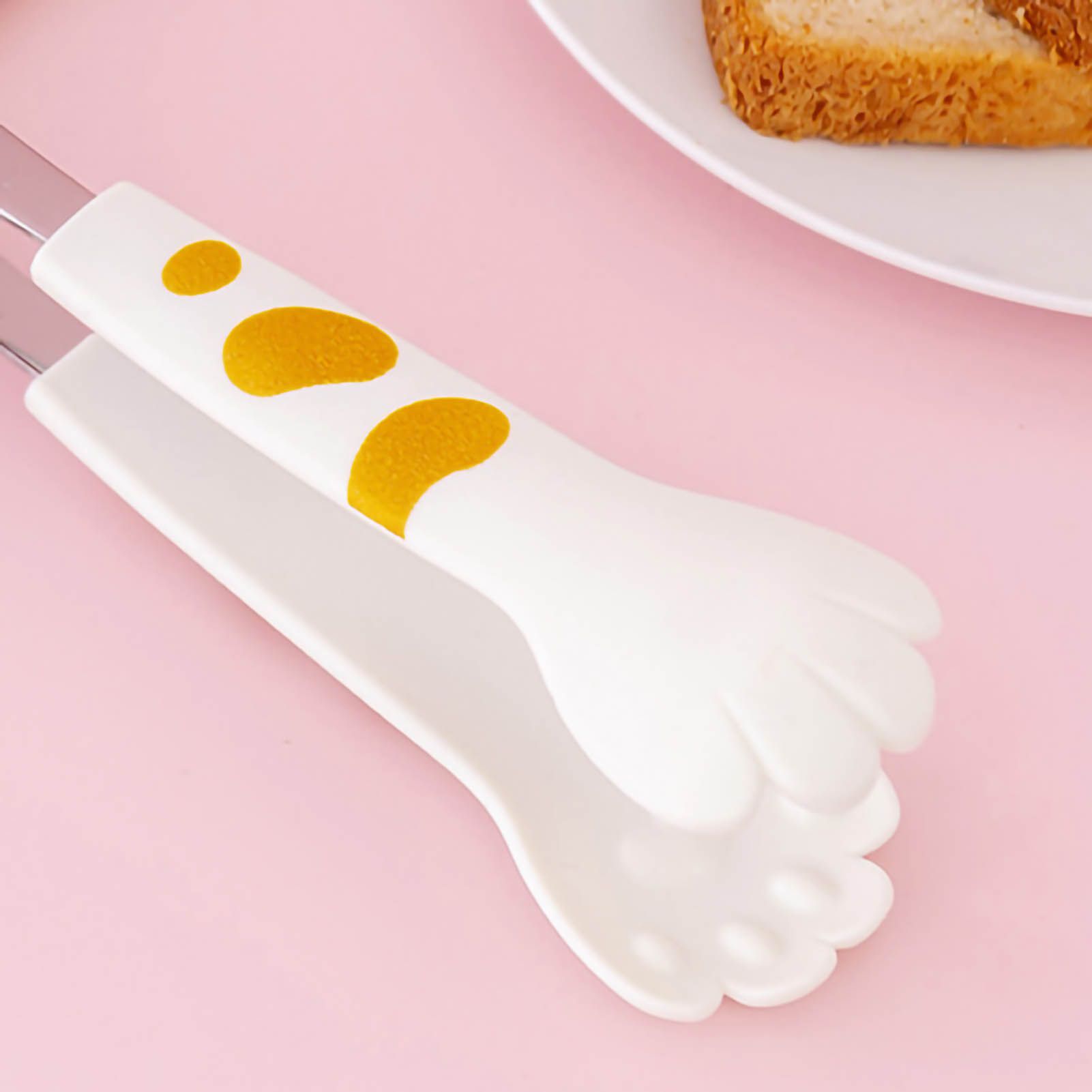Kitchen Cooking Tong Cute Cat Paw Shape Stainless Steel Small Salad Barbecue Food Tong White M โ image 5