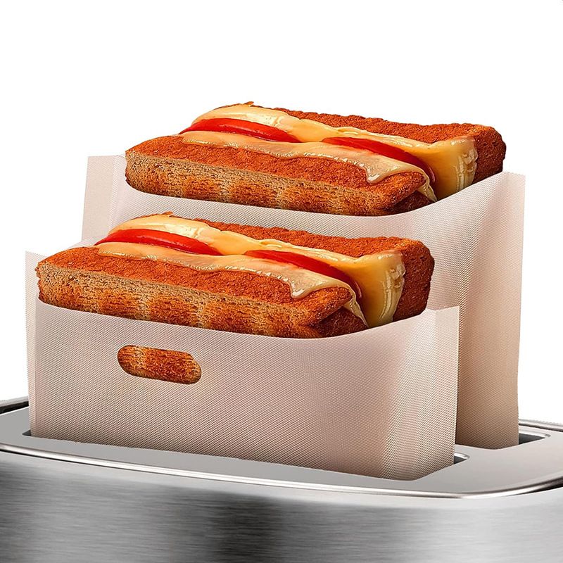 Toaster Bags, 10pcs Reusable Non-Stick Sandwich Toaster Bags Washable Heat Resistant Sandwich Bag Pockets for Grilled Cheese — image 2