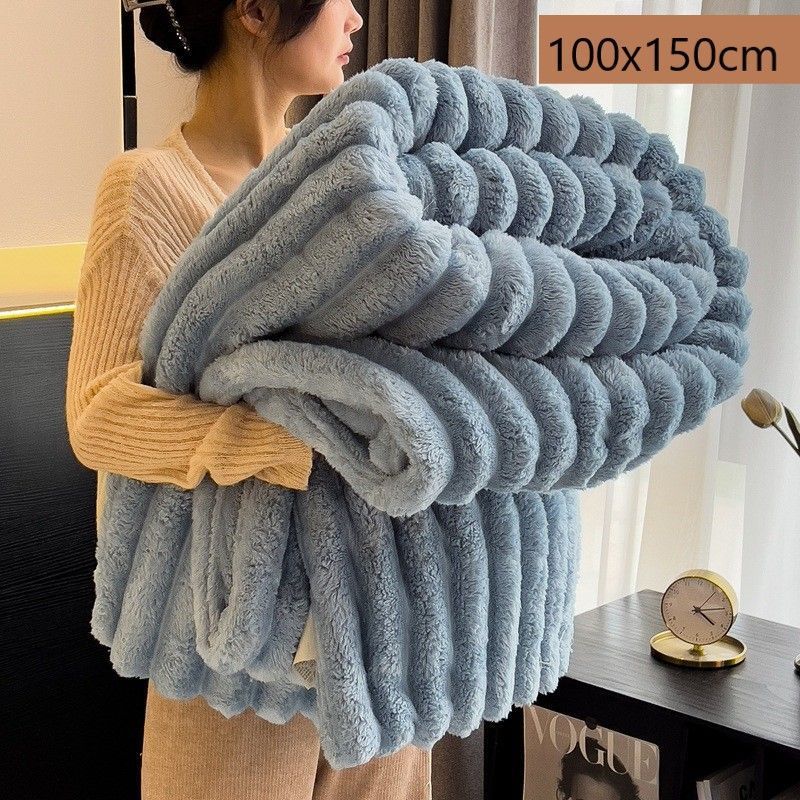 Mini Portable Rabbit Plush Blanket Thick Flannel Travel Knee Throw Kids Blanket Starry Blue 100 × 150cm Great Christmas Present