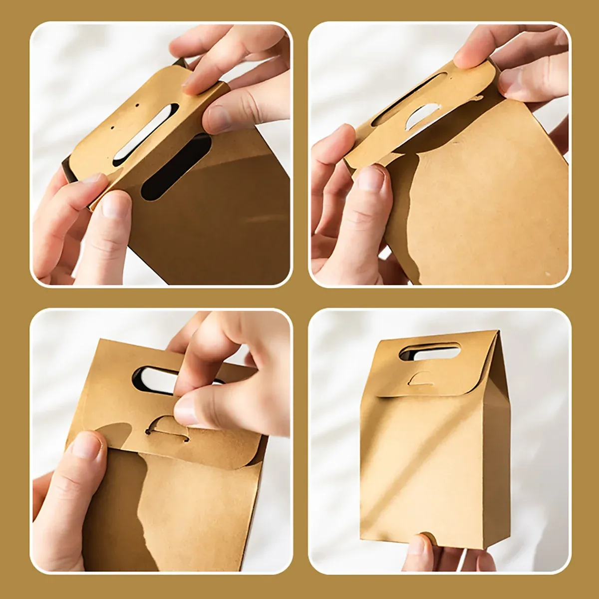 50PCS Portable Kraft Paper Gift Boxes for Birthday Holiday Wrapping — image 4