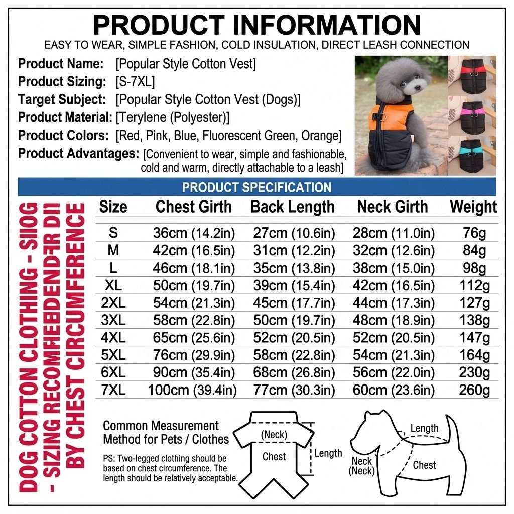 Winter Dog Ski Jacket with Waterproof and Windproof Polyester Shell, Thick PP Cotton Padding for Warmth, 3D Ergonomic Fit with D-Ring Leash Attachment, Ideal β image 4