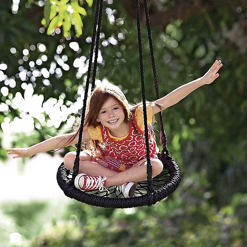 Kids Rope Swing Round Outdoor Birds Crows Nest Spider Web Swing Seat 65cm โ image 2