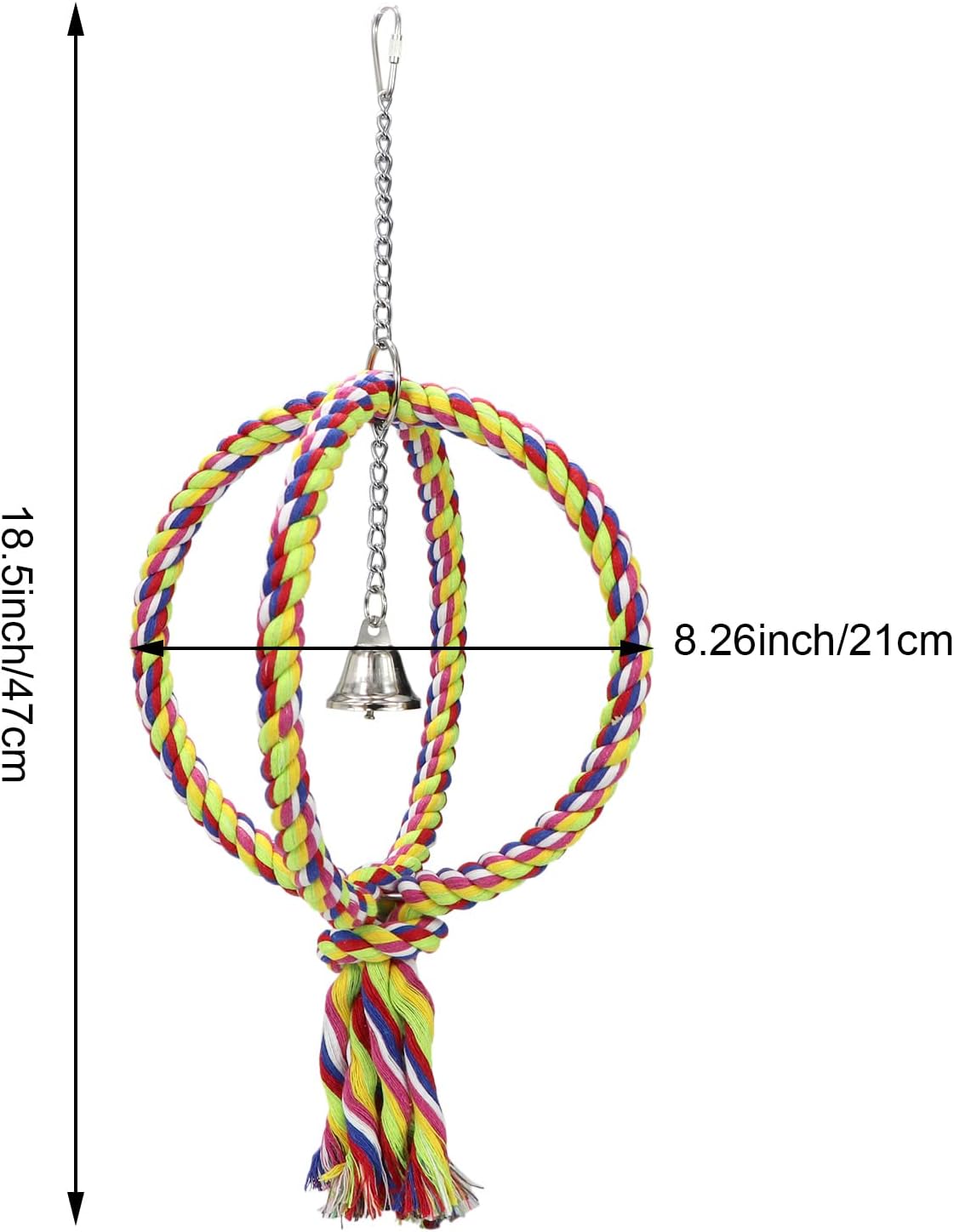Bird Swing Perch Stand Cotton Rope 2 Two Rings Toy for Parrot Budgie Parakeet Cockatiel Conure Lovebird Finch Canary Cockatoo African Grey Macaw Eclectus โ image 2