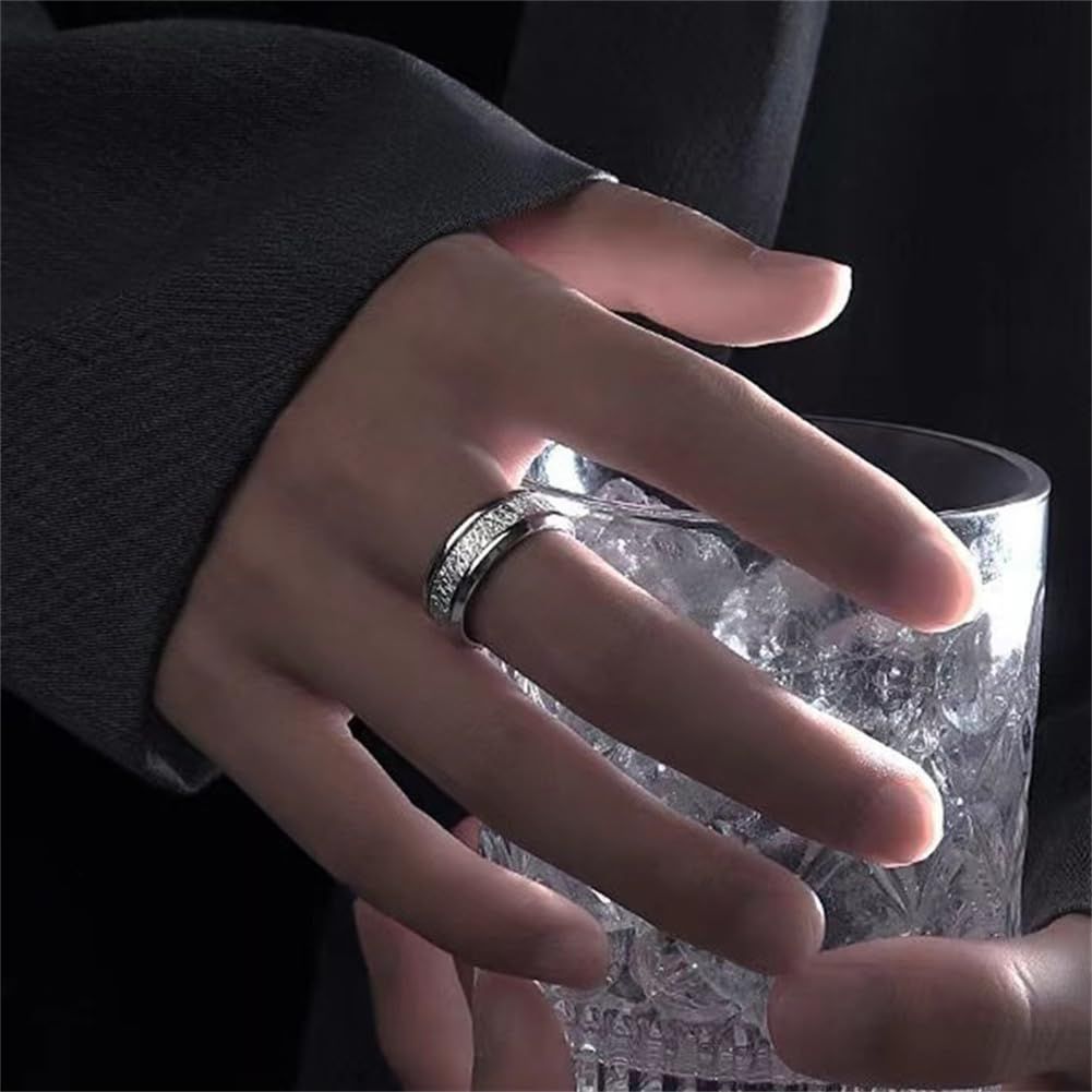 Stainless Steel Titanium Mens Finger Thumb Ring in Silver Tone, Mens Promise Rings, Wedding Band Comfort Fit โ image 5