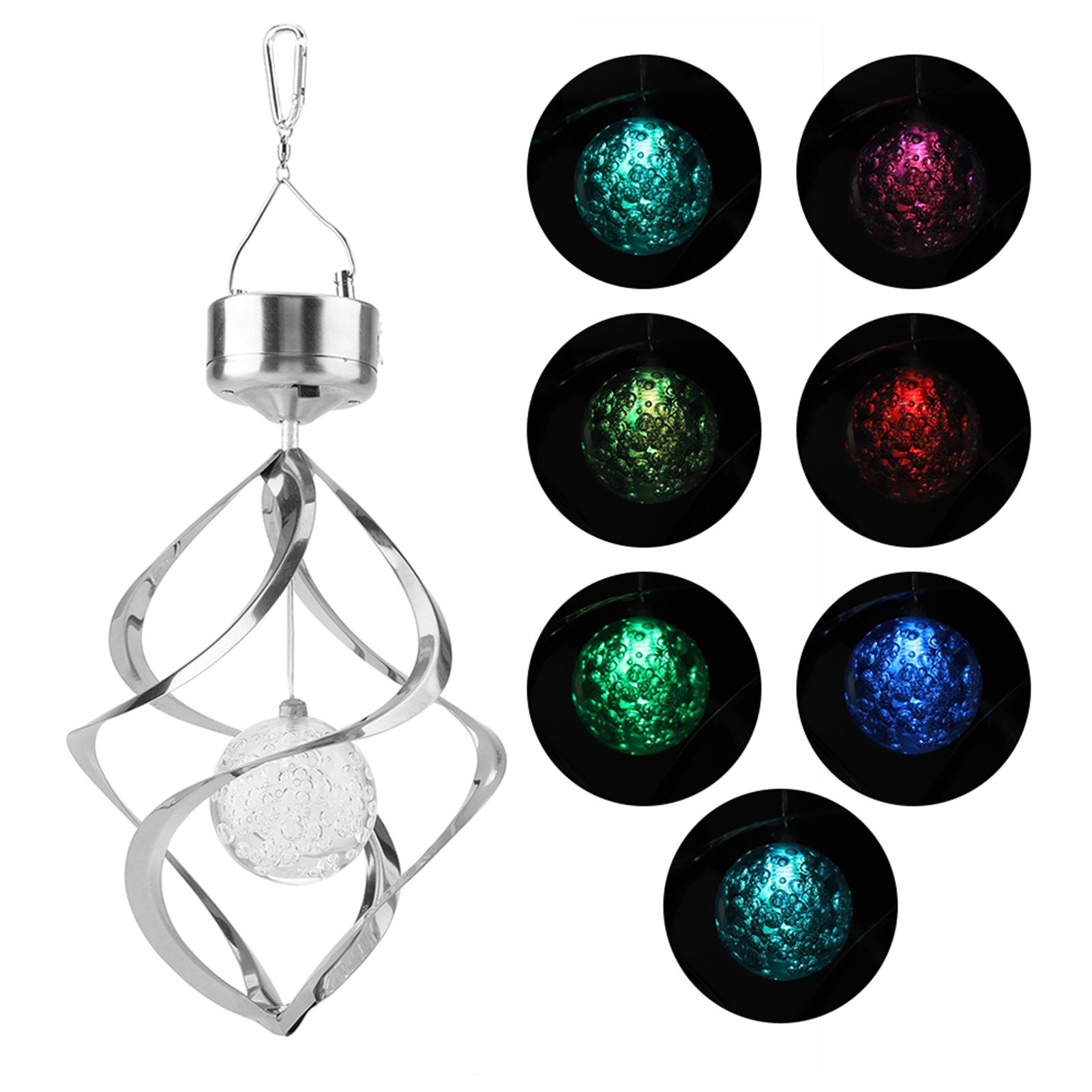 Solar Powered LED Wind Chime Light Colorful Hanging Spinner Lamp for Home Garden Decor β image 5