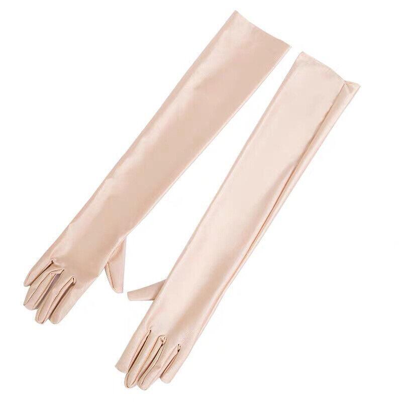 Elegant Long Satin Evening Gloves Formal Dress Accessory for Opera Prom Party Women - Red — image 3